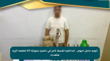 تنويه عاجل اليوم.. الداخلية تضبط تاجر في المنيا بحوزته 577 قطعة أثرية متعددة